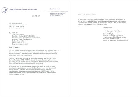 【アメリカ食品医薬品局（FDA; Food and Drug Administration）認証取得】